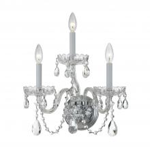 CRYSTORAMA 1033-CH-CL-MWP - Traditional Crystal 3 Light Hand Cut Crystal Polished Chrome Sconce