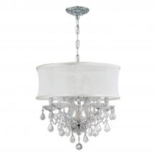 CRYSTORAMA 4415-CH-SMW-CLM - Brentwood 6 Light Crystal Polished Chrome Drum Shade Chandelier