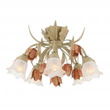 CRYSTORAMA 4800-SR - Southport 5 Light Sage Rose Floral Semi Flush Mount