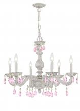 CRYSTORAMA 5036-AW-RO-MWP - Paris Market 6 Light Rose Crystal Antique White Chandelier