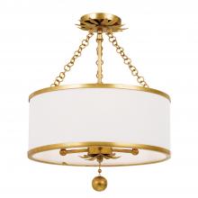 CRYSTORAMA 513-GA_CEILING - Broche 3 Light Antique Gold Semi Flush Mount