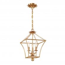 CRYSTORAMA 514-GA - Broche 3 Light Antique Gold Lantern Chandelier