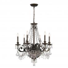 CRYSTORAMA 5166-EB-CL-MWP - Vanderbilt 6 Light Hand Cut Crystal English Bronze Chandelier