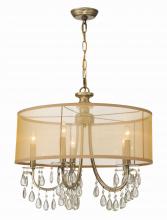 CRYSTORAMA 5625-AB - Hampton 5 Light Drum Shade Antique Brass Chandelier