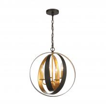 CRYSTORAMA 584-EB-GA - Luna 4 Light English Bronze + Antique Gold Sphere Chandelier
