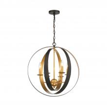 CRYSTORAMA 585-EB-GA - Luna 6 Light English Bronze + Antique Gold Sphere Large Chandelier
