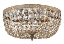 CRYSTORAMA 714-OB-GT-MWP - Waltham 14'' Golden Teak Hand Cut Crystal Olde Brass Flush Mount