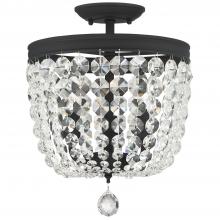 CRYSTORAMA 783-BF-CL-S - Archer 3 Light Swarovski Strass Crystal Black Forged Semi Flush Mount