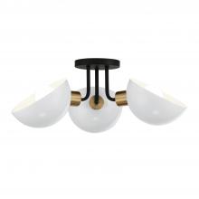 CRYSTORAMA GIG-810-BK-AG - Gigi 3 Light Black + Aged Brass Semi Flush Mount