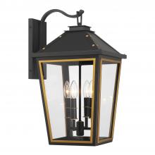 CRYSTORAMA HAW-603-MK-TG - Hawkins 4 Light Matte Black + Textured Gold Outdoor Sconce