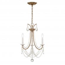 CRYSTORAMA KAR-90903-AG-CL-MWP - Karrington 3 Light Aged Brass Mini Chandelier