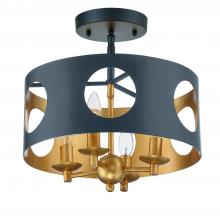 CRYSTORAMA ODE-700-BK-GA_CEILING - Odelle 4 Light Black + Antique Gold Semi Flush Mount