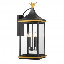 CRYSTORAMA SIM-804-MK-TG - Simpson 4 Light Matte Black + Textured Gold Outdoor Sconce