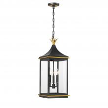 CRYSTORAMA SIM-805-MK-TG - Simpson 3 Light Matte Black + Textured Gold Outdoor Pendant