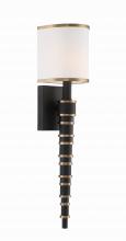 CRYSTORAMA SLO-A3601-VG-BF - Sloane 1 Light Vibrant Gold + Black Forged Sconce