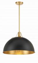 CRYSTORAMA SOT-18015-MK-GA - Soto 1 Light Matte Black + Antique Gold Pendant