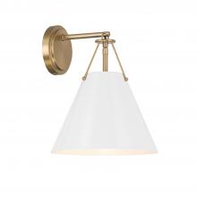 CRYSTORAMA XAV-B8311-VG-WH - Xavier 1 Light Vibrant Gold + White Sconce