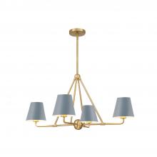 CRYSTORAMA XAV-B9304-VG-BL - Xavier 4 Light Vibrant Gold + Blue Chandelier