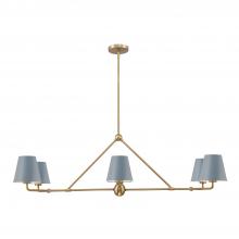 CRYSTORAMA XAV-B9306-VG-BL - Xavier 6 Light Vibrant Gold + Blue Linear Chandelier