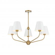 CRYSTORAMA XAV-B9315-VG-WH - Xavier 5 Light Vibrant Gold + White Chandelier
