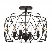 CRYSTORAMA ZUC-A9030-EB-GA_CEILING - Zucca 4 Light English Bronze + Antique Gold Semi Flush Mount