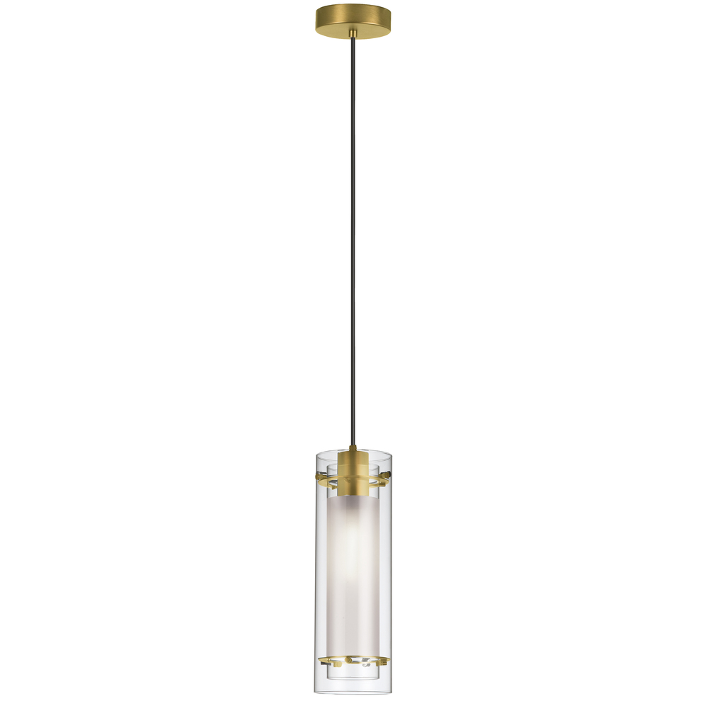 1LT Incandescent Pendant, AGB with CLR/FR Glass
