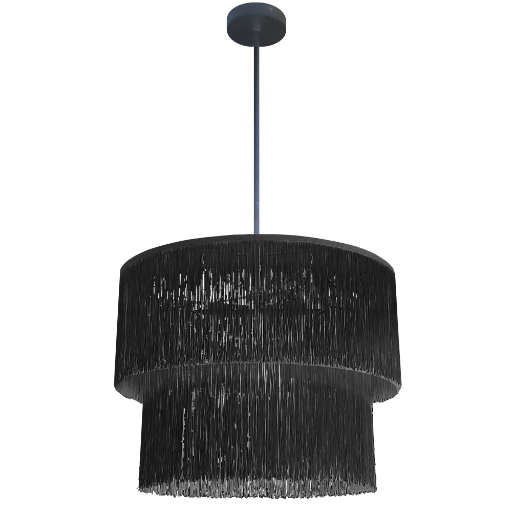 4LT Chandelier, MB w/ BK Fringe