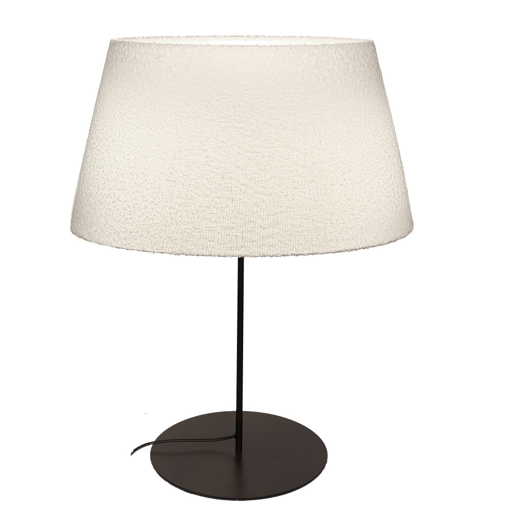 1 Light Incandescent Matte Black Table Lamp with Boucle Fabric Shade