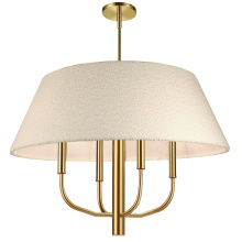 Dainolite DAL-244C-AGB - 4 Light Incandescent Aged Brass Chandelier with Boucle Fabric Shade