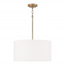 Capital Canada 314632AD-659 - 3-Light Pendant in Aged Brass with White Fabric Drum Shade and Acrylic Diffuser