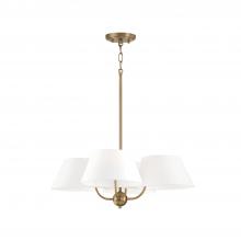Capital Canada 450441AD - 4-Light Low-Profile Chandelier Semi-Flush in Aged Brass with White Fabric Shades