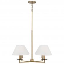 Capital Canada 452241AD - 4-Light Chandelier in Aged Brass with White Fabric Stay-Straight Shades