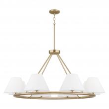 Capital Canada 453281MA - 8-Light Circular Chandelier in Matte Brass with White Fabric Shades and Glass Diffusers