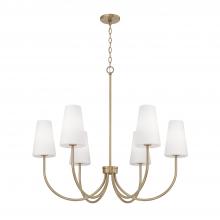 Capital Canada 455261AD-550 - 6-Light Transitional Chandelier in Aged Brass with Tapered Soft White Glass