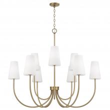 Capital Canada 455291AD-550 - 9-Light Two-Tier Chandelier in Aged Brass with Tapered Soft White Glass