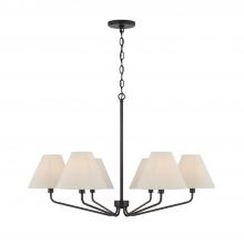 Capital Canada 456661ES-713 - 6-Light Angular Chandelier in Espresso with Tapered Soft Tan Fabric Shades