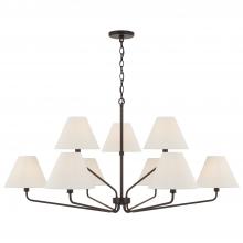 Capital Canada 456691ES-713 - 9-Light Angular Two-Tier Chandelier in Espresso with Tapered Soft Tan Fabric Shades