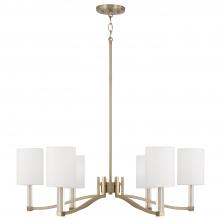 Capital Canada 457061MA-715 - 6-Light Chandelier in Matte Brass with Clear Acrylic Accents and Cylindrical White Fabric Shades