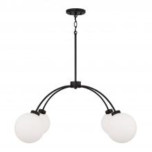 Capital Canada 457141BI-557 - 4-Light Chandelier in Matte Black with Soft White Glass Globes