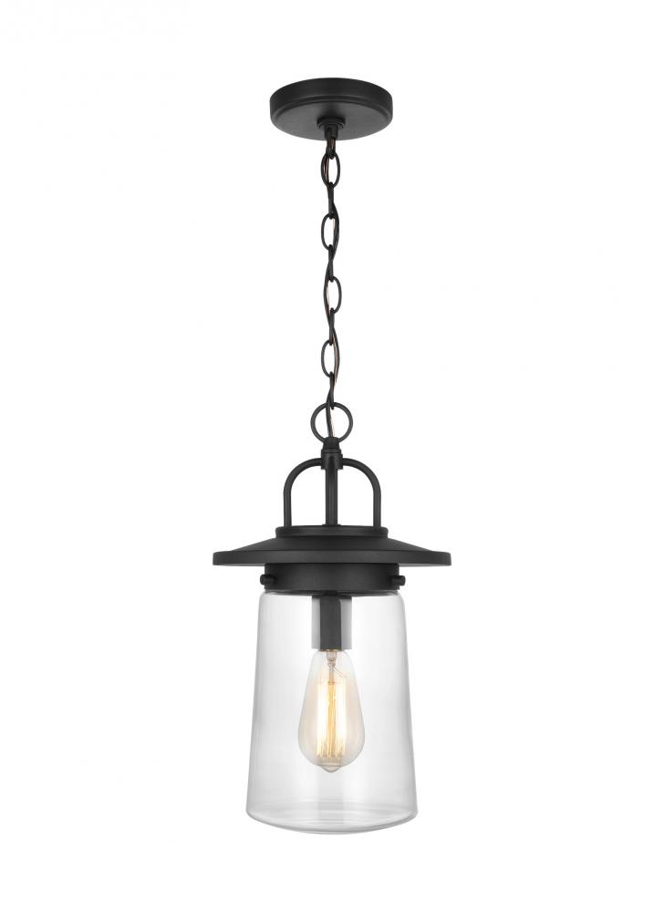 Tybee casual 1-light LED outdoor exterior ceiling hanging pendant in black Finish