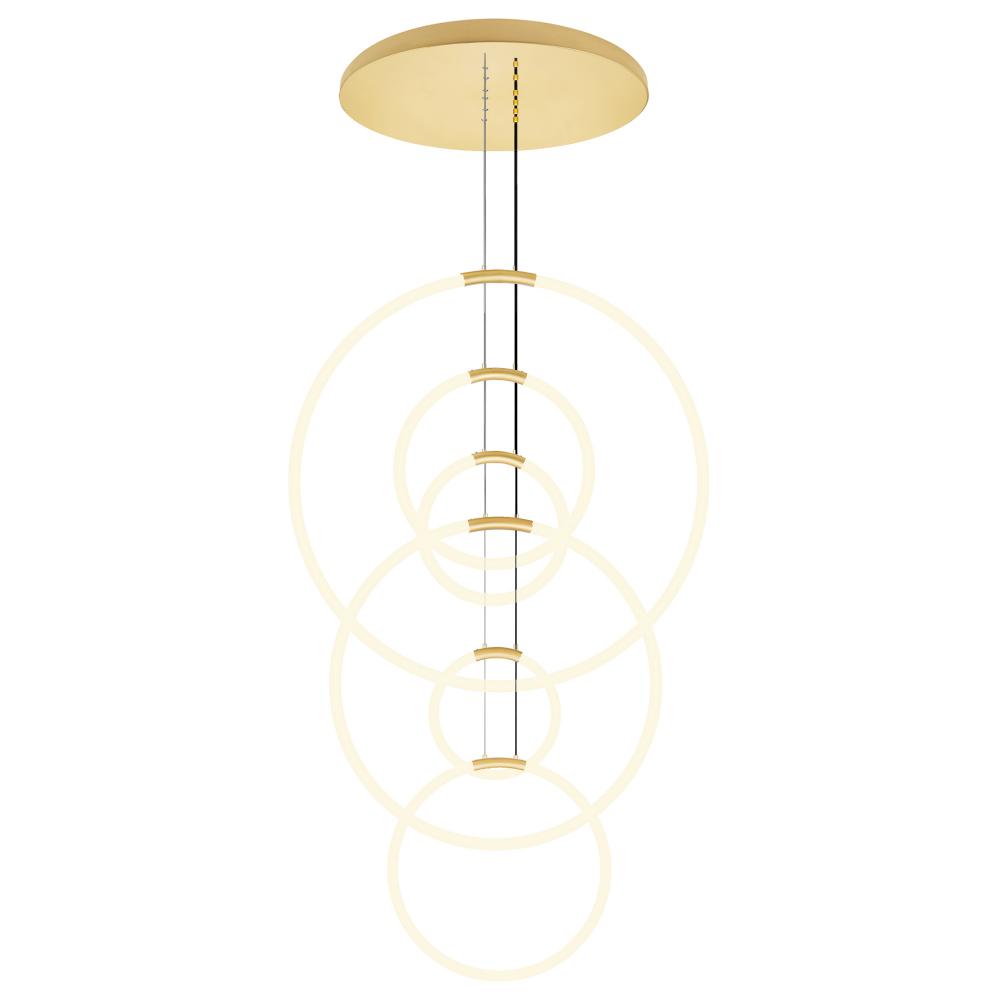 Hoops 6 Light LED Chandelier With Satin Gold Finish