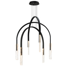 CWI Lighting 1725P38-6-101 - Curva Integrated LED 38in Black Chandelier with Handcrafted Glass