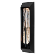 CWI Lighting 1725W24-1-101-B - Curva Integrated LED 24in Sand Black Outdoor Wall Light with Handcrafted Glass
