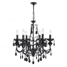CWI Lighting 5095P22B-6 - Keen 6 Light 22in Black Chandelier