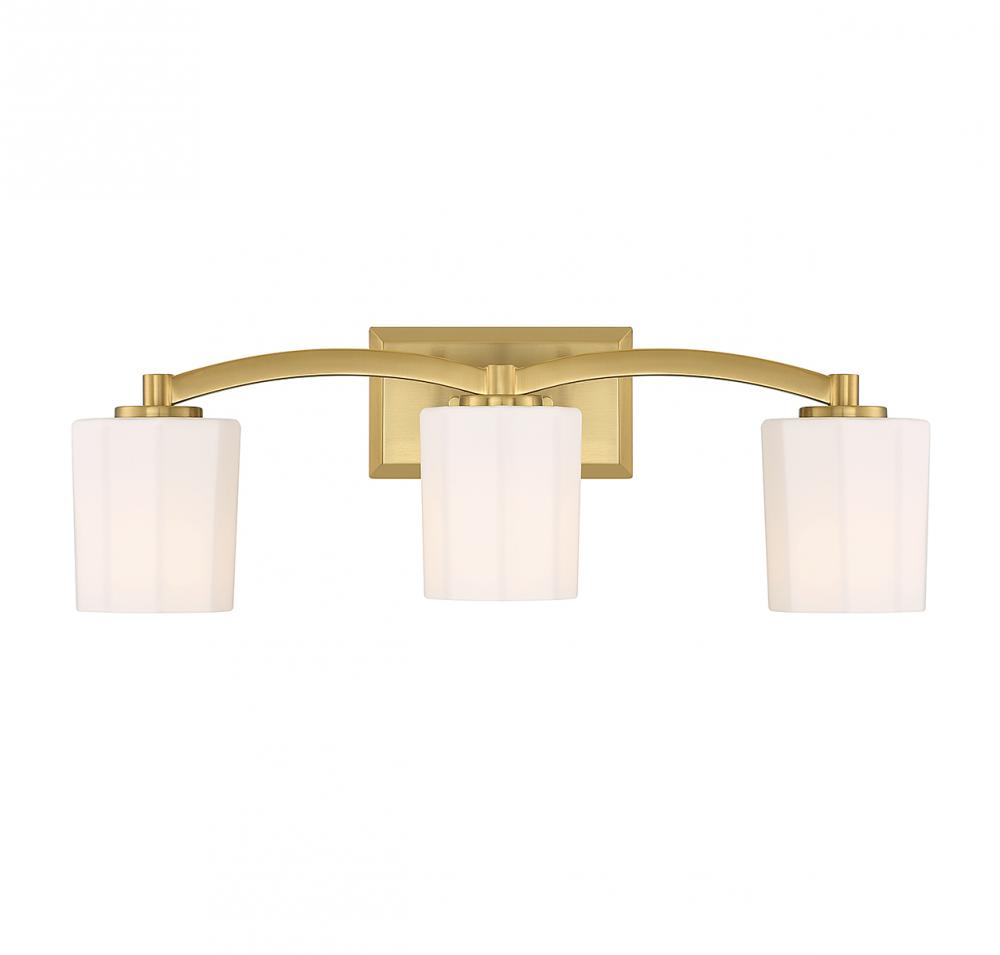 Whitney 3-Light Bathroom Vanity Light in Warm Brass