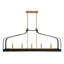 Savoy House Canada 1-7804-5-143 - Sheffield 5-Light Linear Chandelier in Matte Black with Warm Brass Accents