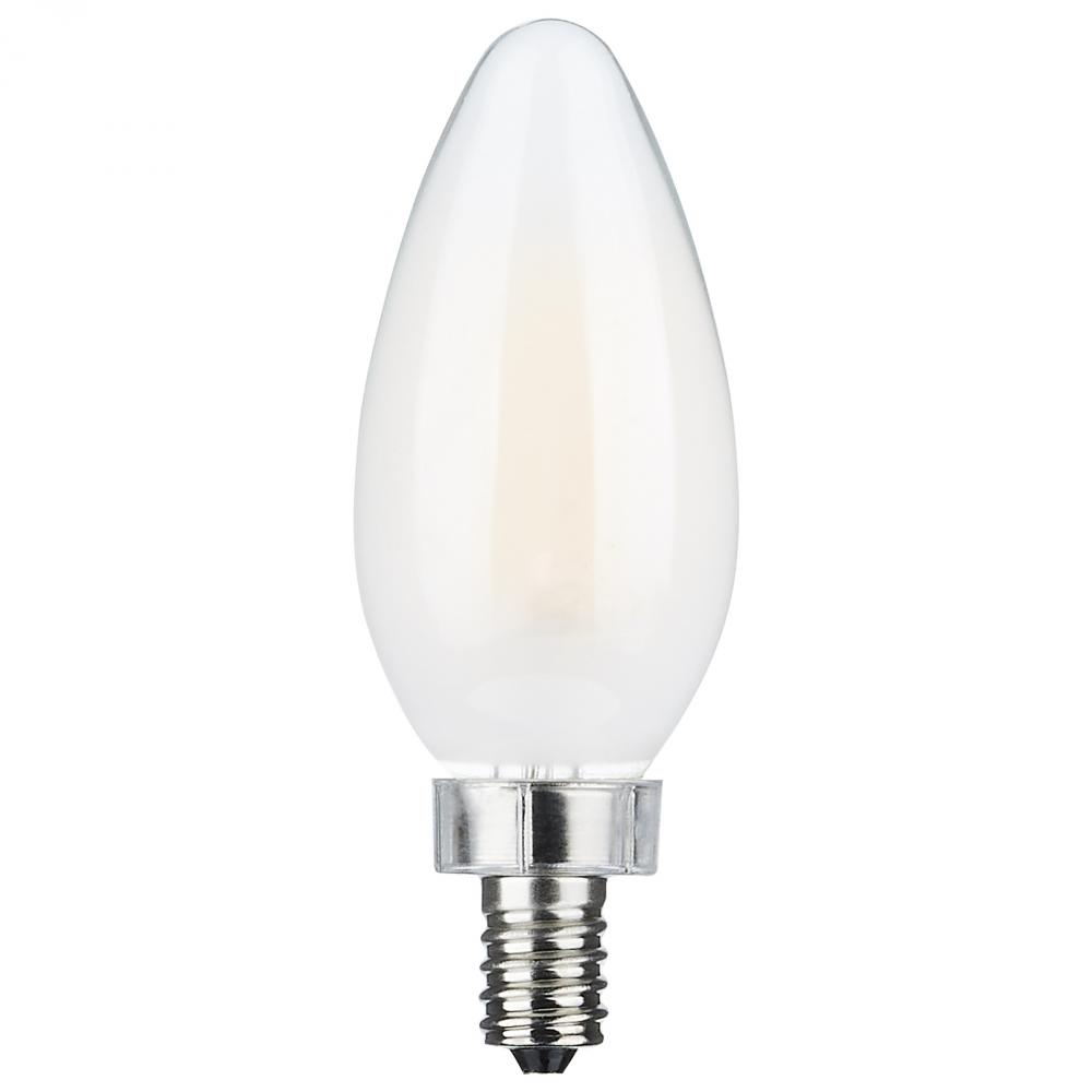 8 Watt C11 LED Filament; Frosted Finish; Candelabra Base; 3000K; 90 CRI; 800 Lumens; 120 Volt