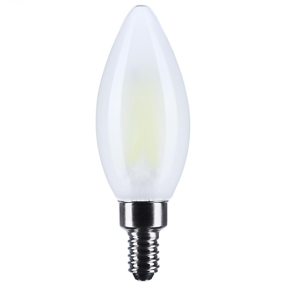 8 Watt B11 LED; Candelabra Base; Candle-Tip; Frost Finish; 4000K CCT; 120 Volt