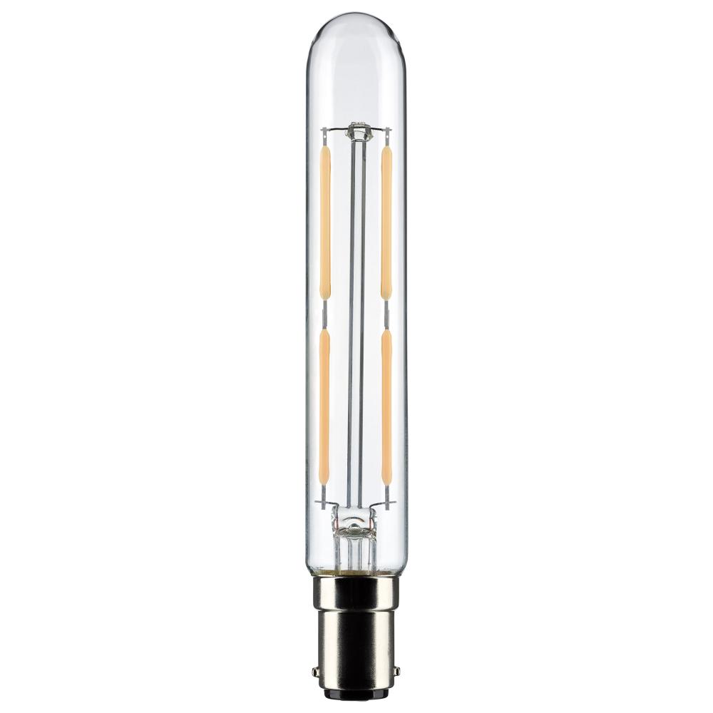 4 Watt T6.5 LED Filament; Clear; Double Contact Bayonet Base; 3000K; 400 Lumens; 120 Volt