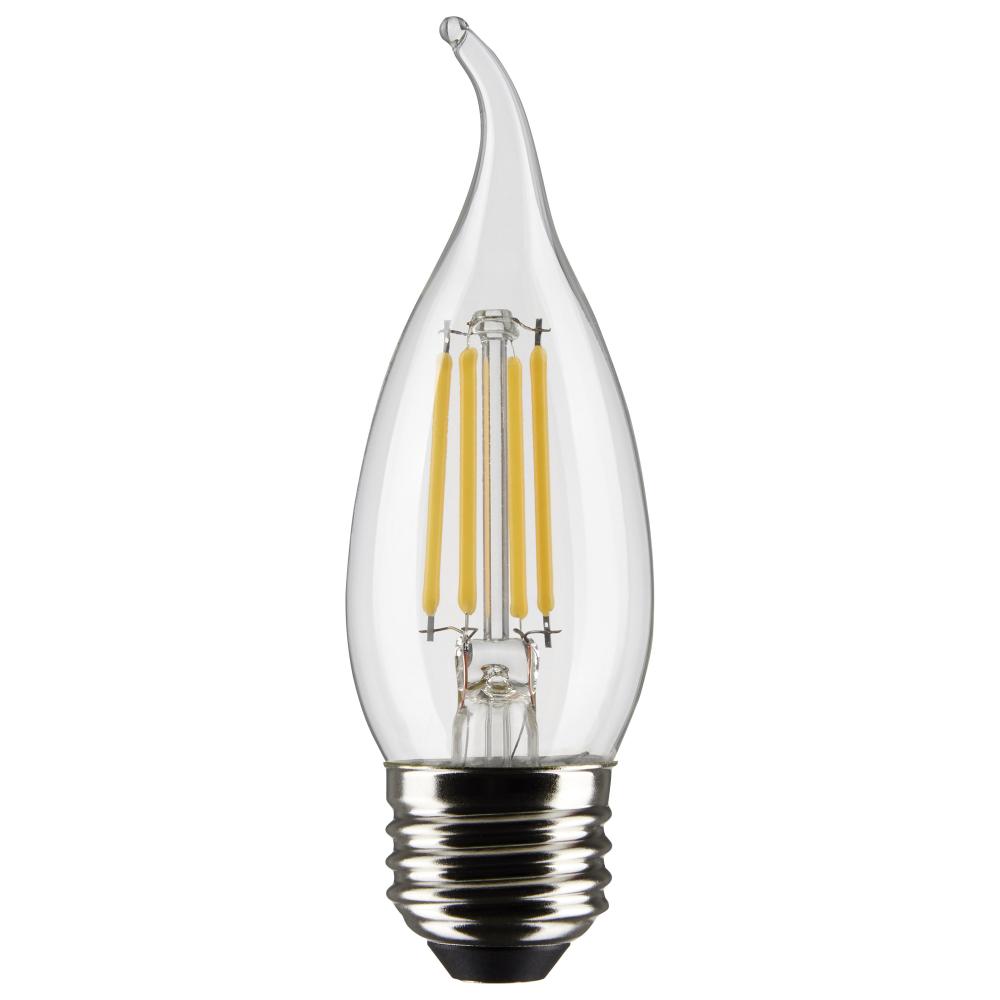 4 Watt CA10 LED Filament; Clear; Medium Base; 3000K; 350 Lumens; 120 Volt; 2-Pack